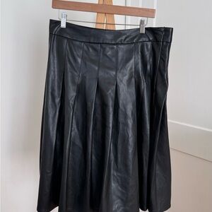 Classic Black A-Line Leather Skirt
